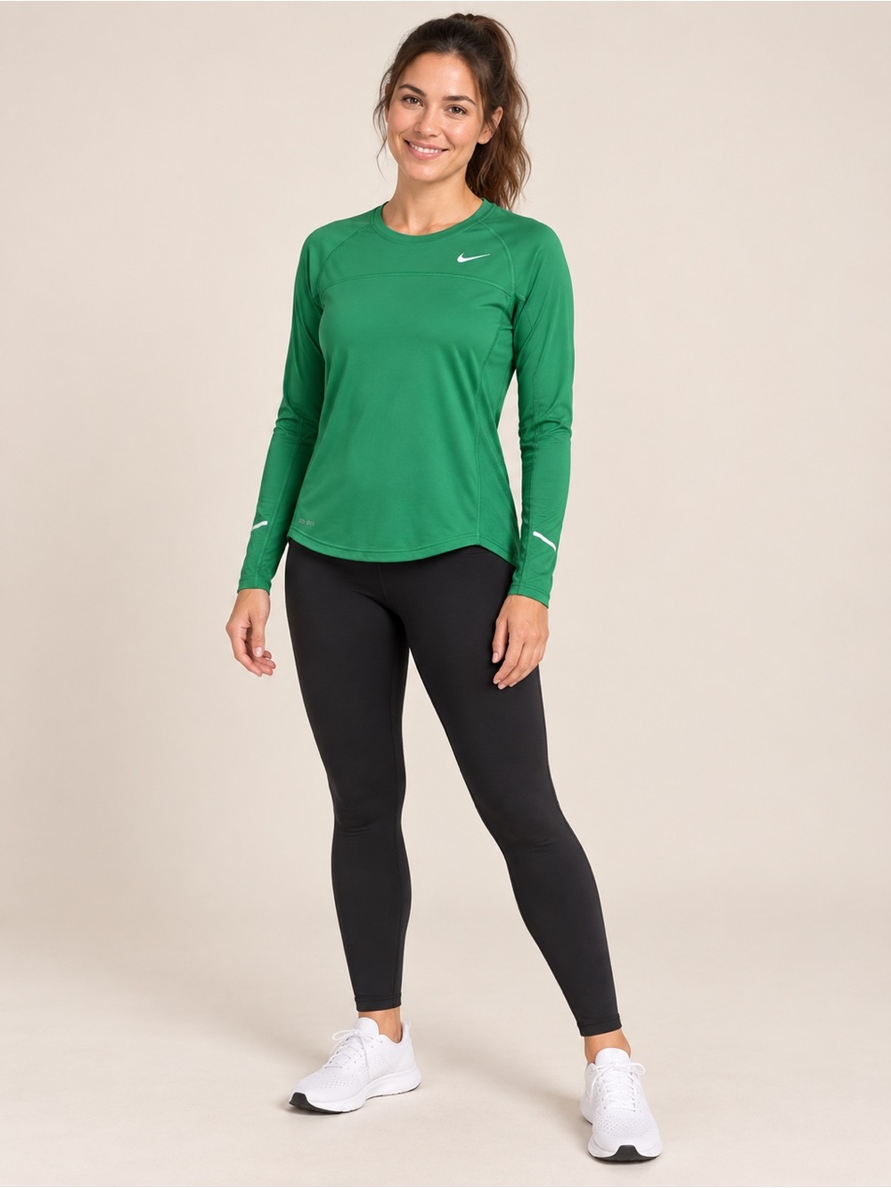 Nike Green Dri-FIT Long-Sleeve Running Top Women’s M